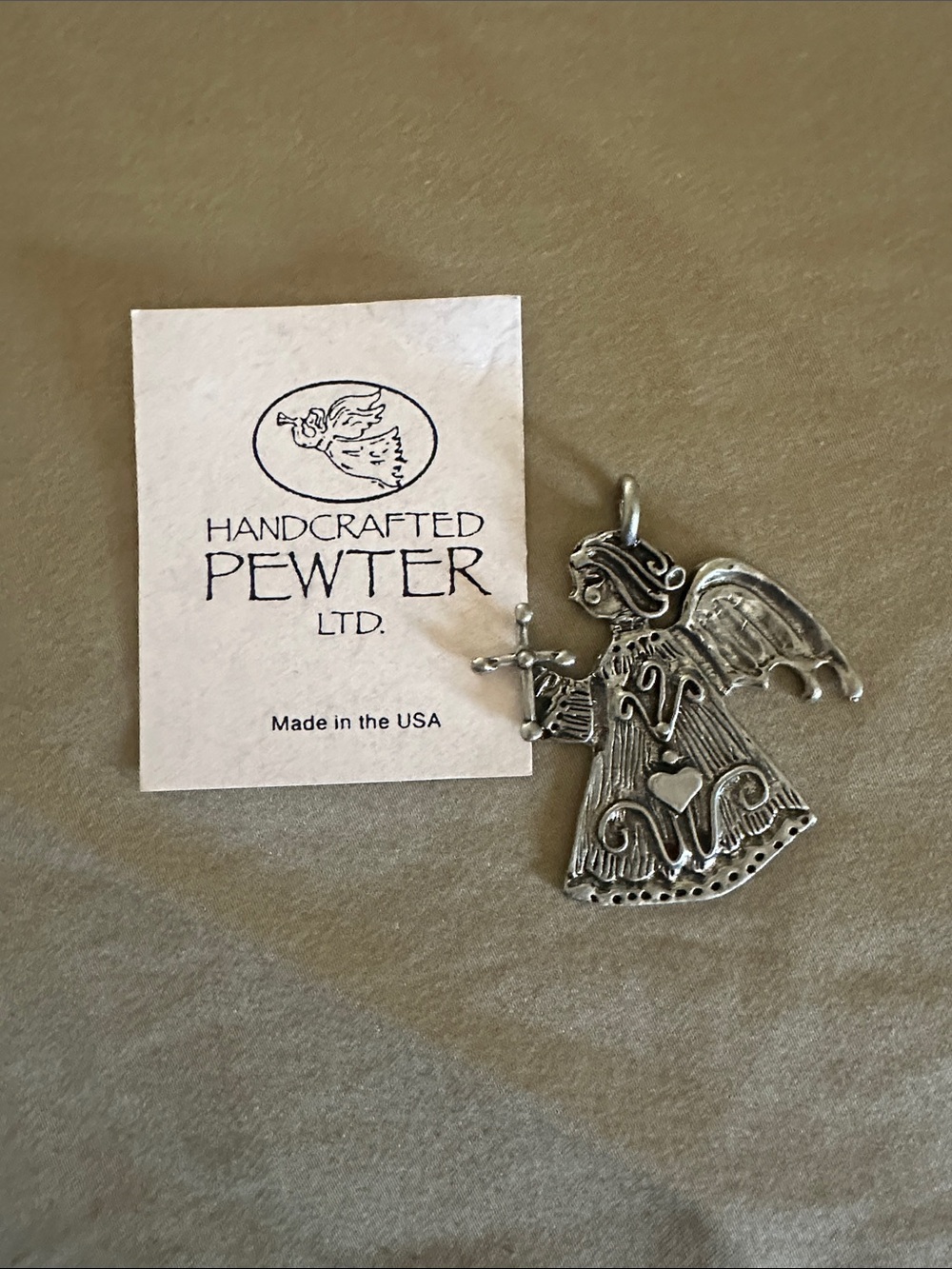 **BUNDLE 3 ITEMS FOR $10!!! Handcrafted Pewter Angel Pendant - Silver Tone